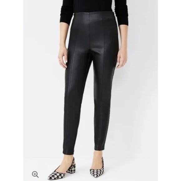 NWT Ann Taylor The Faux Leather Seamed High Rise Stretch Skinny Legging Size SP
